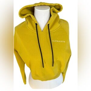 Alphalete Women’s Crop Sweatshirt Long Sleeve Hoodie Mustard Yellow Size Medium